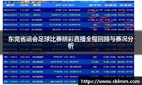 东莞省运会足球比赛精彩直播全程回顾与赛况分析
